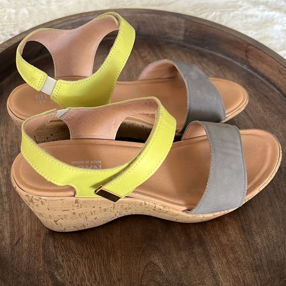 NAOT Summer Cork Platform Wedge Sandal in gray/lime. Size EU 41 US 10-10.5 NWOB - Picture 5 of 17
